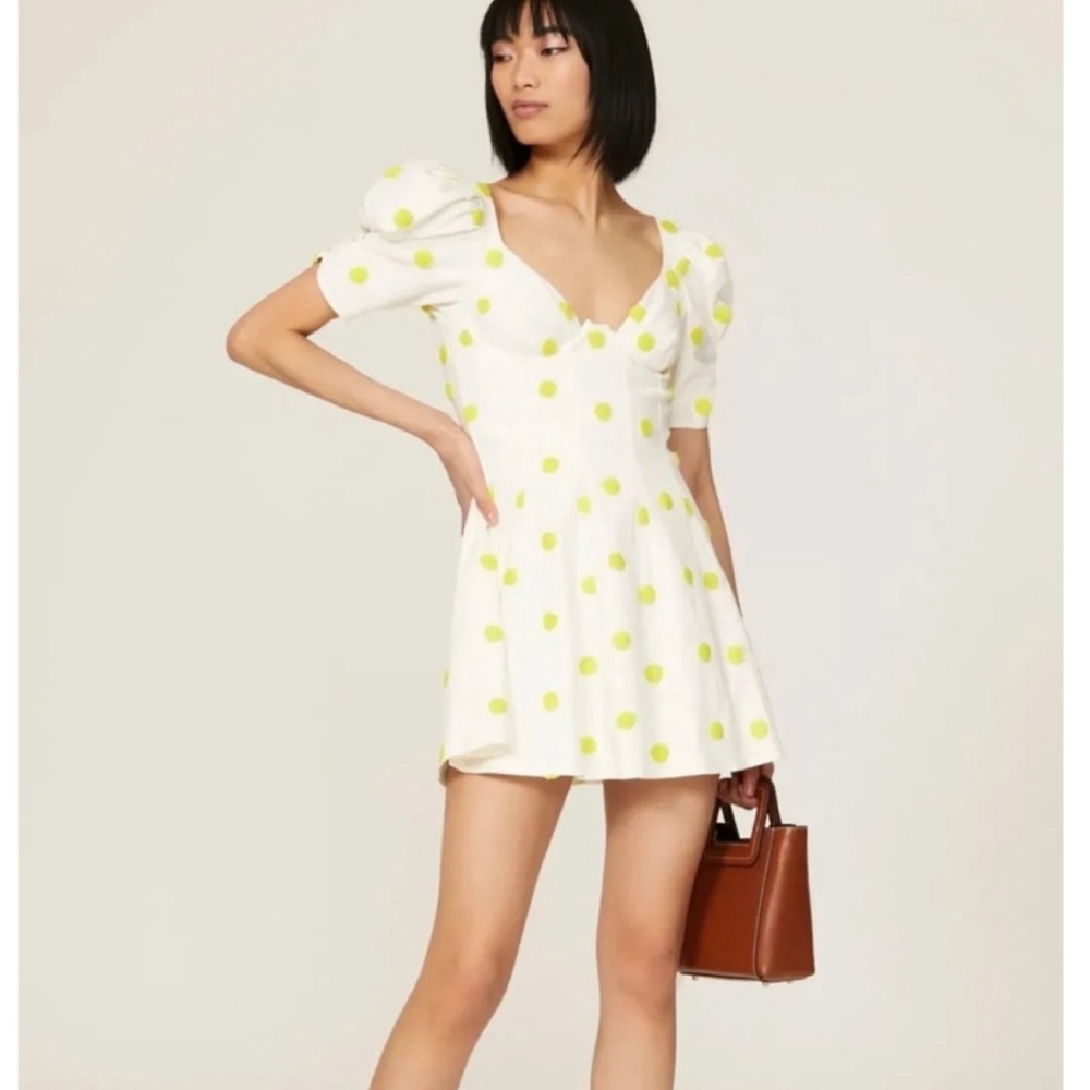 For Love Lemons Claude Yellow Polka Dot Dress NEW